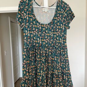 Francesca's Collections Floral Dress - Green and Orange